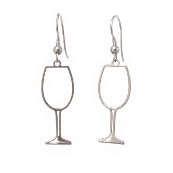 Boutique Wine Glass Earrings OS Silver - Picture 3 of 3